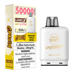LEVEL X G2 ULTRA POD 20ML - UNLEASHED - CRAVIN' BANANA TRIPLE SWIRL 20MG 6PC/CARTON [ONTARIO]