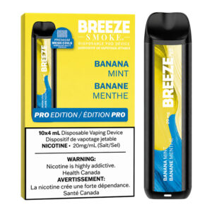 BREEZE PRO 20MG 2000 PUFFS 4ML DISPOSABLE VAPE - 10CT - BANANA MINT