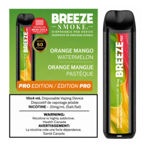 BREEZE PRO S50 2000 PUFFS 4ML DISPOSABLE VAPE - 10CT - ORANGE MANGO WATERMELON