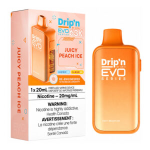 DRIP'N BY ENVI EVO 63K DISPOSABLE - JUICY PEACH ICE 20MG 4PC/CARTON [ONTARIO]