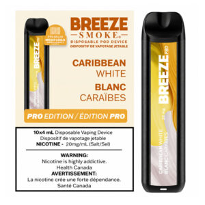 BREEZE PRO 20MG 2000 PUFFS 4ML DISPOSABLE VAPE - 10CT - CARIBBEAN WHITE (PINA)