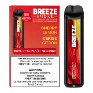 BREEZE PRO 20MG 2000 PUFFS 4ML DISPOSABLE VAPE - 10CT - CHERRY LEMON